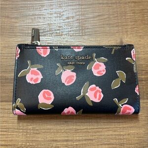 Kate Spade roses small slim bifold wallet